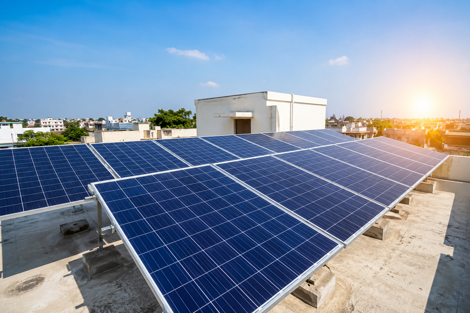 Rooftop solar panel installation